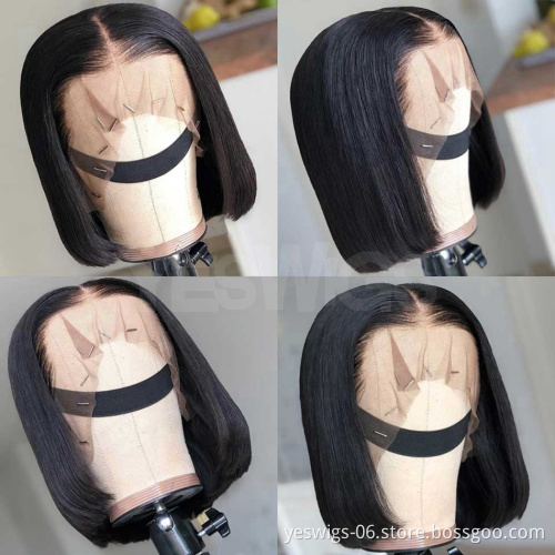 Hd Full Lace Frontal Short Bob Wigs Natural Human Hair Lace Front Wig Raw Peruvian Virgin Straight Human Hair For Black Women